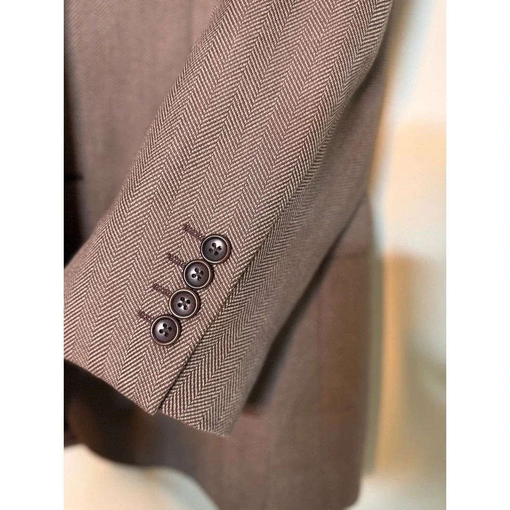 Banana Republic 38S Brown Herringbone Cotton Wool Blazer Sport Coat Notch‎ Lapel